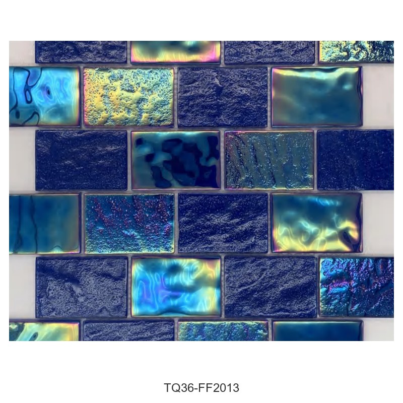 Cobalt Blue Iridescent Textured Glass Mosaic Tiles TQ36-FF2013