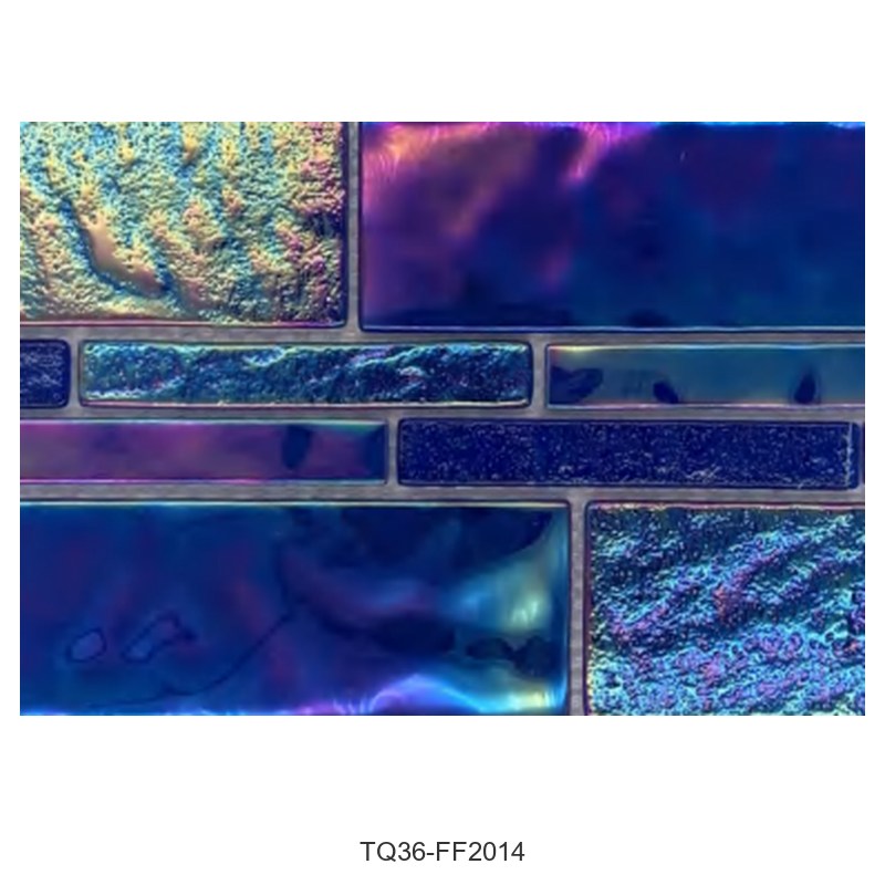 Cobalt Blue Iridescent Textured Glass Mosaic Tiles TQ36-FF2014