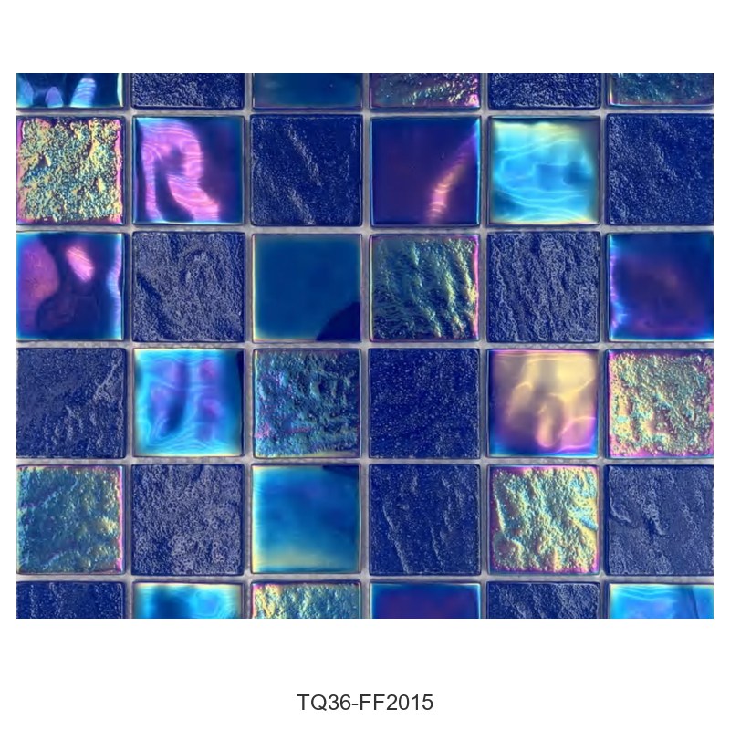 Cobalt Blue Iridescent Textured Glass Mosaic Tiles TQ36-FF2015