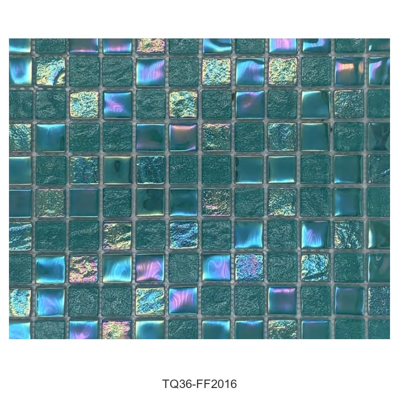 Jade Green Iridescent Textured Glass Mosaic Tiles TQ36-FF2016