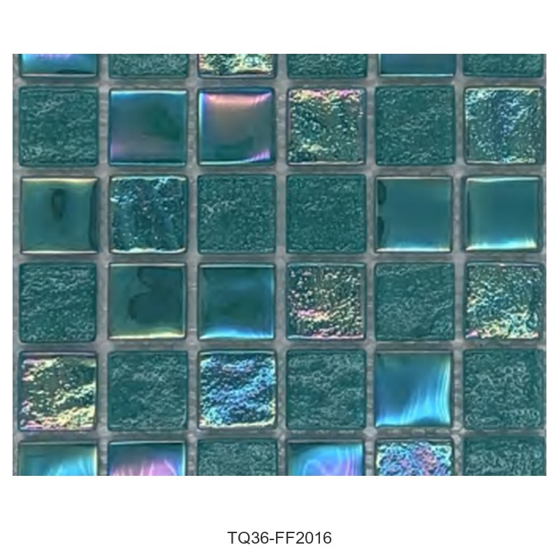 Jade Green Iridescent Textured Glass Mosaic Tiles TQ36-FF2016