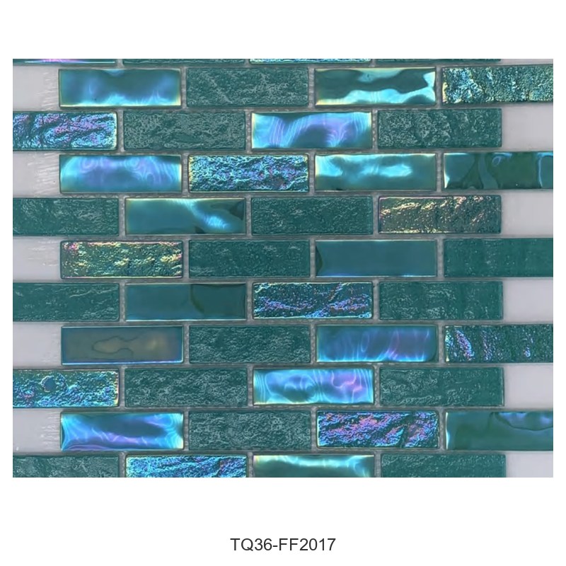 Jade Green Iridescent Textured Glass Mosaic Tiles TQ36-FF2017