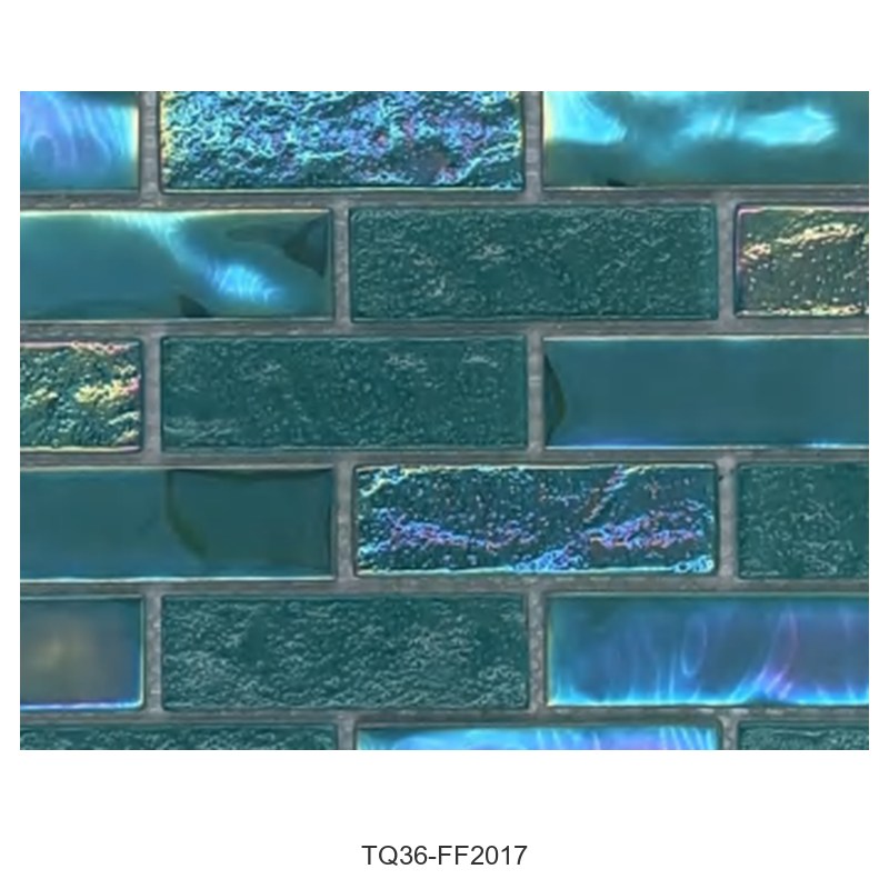 Jade Green Iridescent Textured Glass Mosaic Tiles TQ36-FF2017