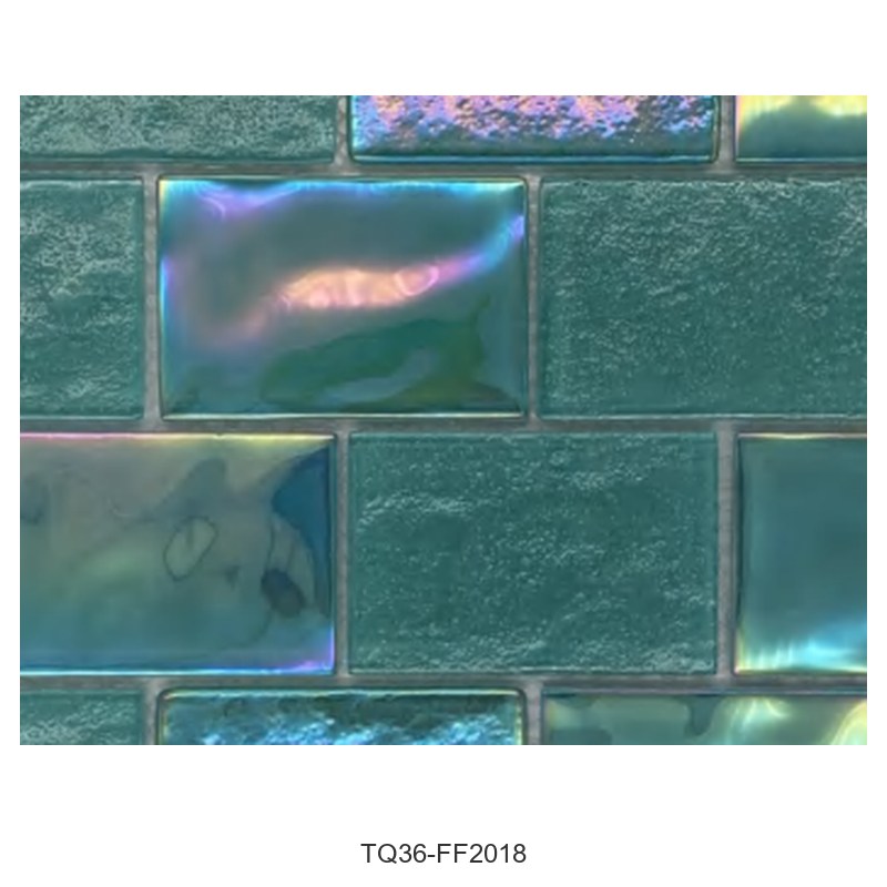 Jade Green Iridescent Textured Glass Mosaic Tiles TQ36-FF2018