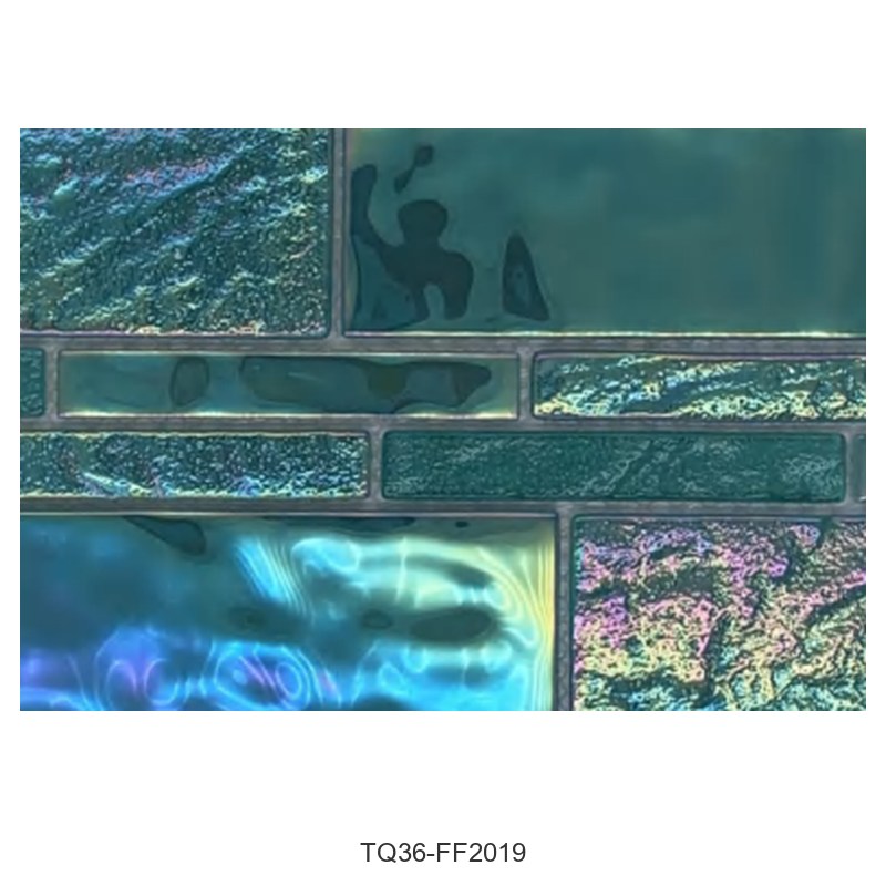 Jade Green Iridescent Textured Glass Mosaic Tiles TQ36-FF2019