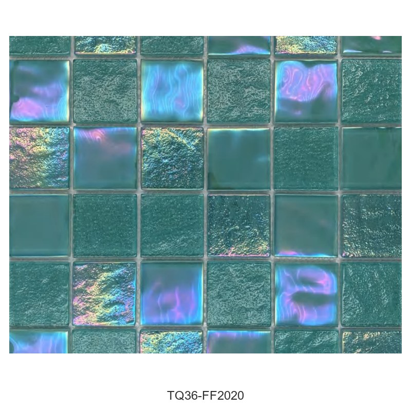 Jade Green Iridescent Textured Glass Mosaic Tiles TQ36-FF2020