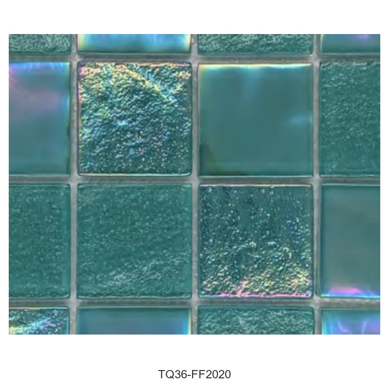 Jade Green Iridescent Textured Glass Mosaic Tiles TQ36-FF2020