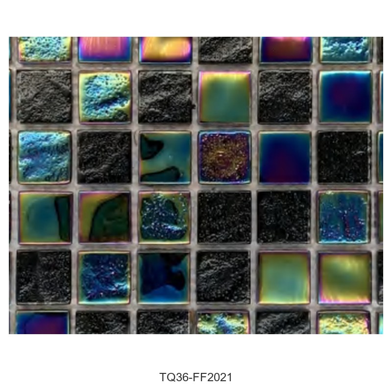 Black Iridescent Textured Glass Mosaic Tiles TQ36-FF2021