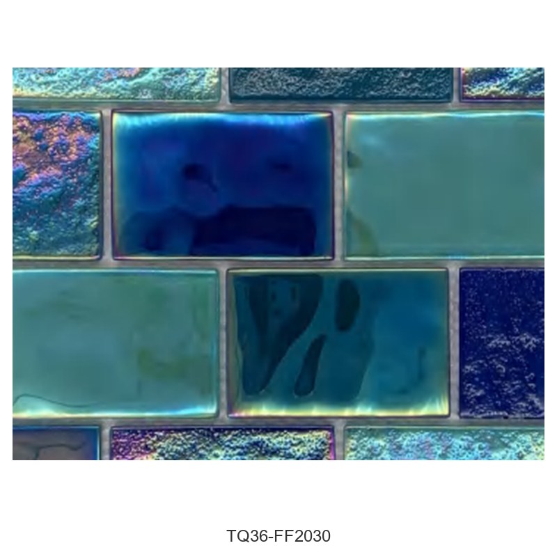 Blue Teal Mix Iridescent Textured Glass Mosaic Tiles TQ36-FF2030