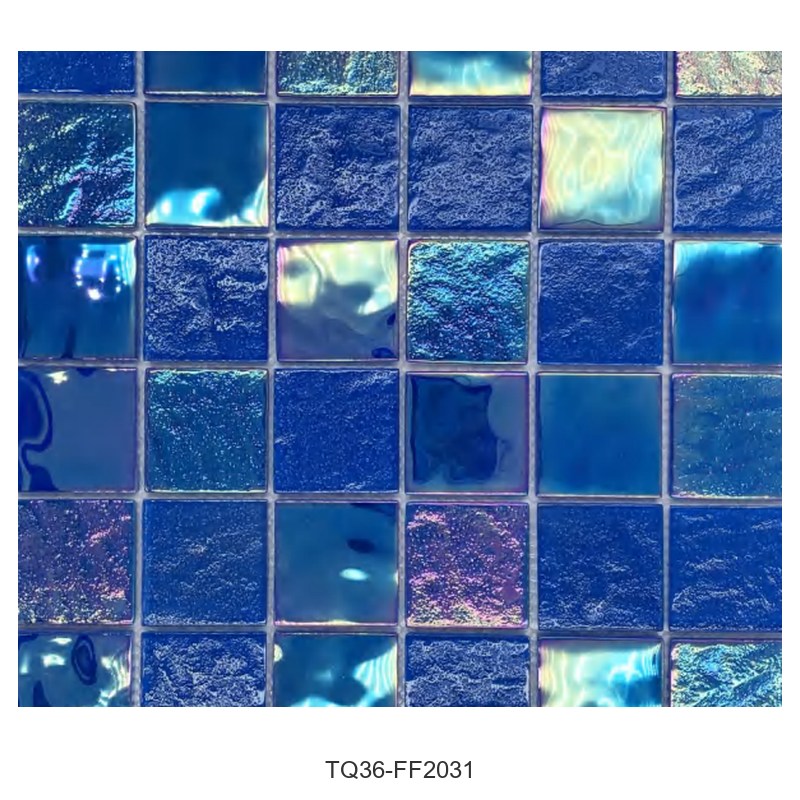 Ocean Blue Iridescent Textured Glass Mosaic Tiles TQ36-FF2031