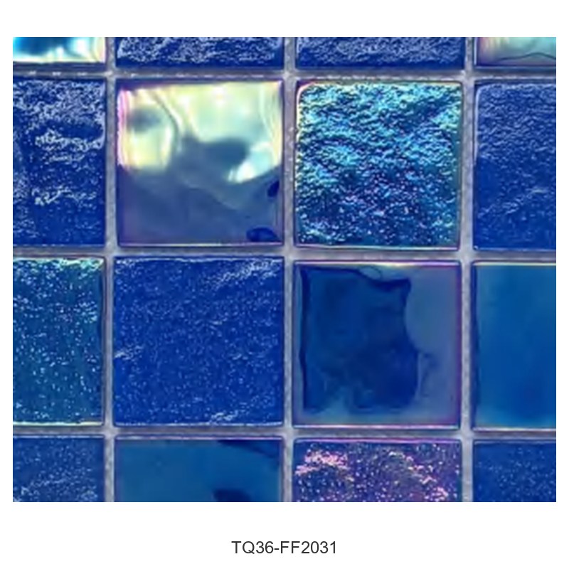 Ocean Blue Iridescent Textured Glass Mosaic Tiles TQ36-FF2031