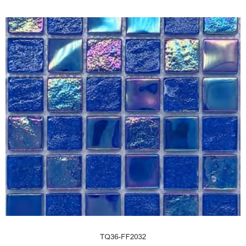 Ocean Blue Iridescent Textured Glass Mosaic Tiles TQ36-FF2032