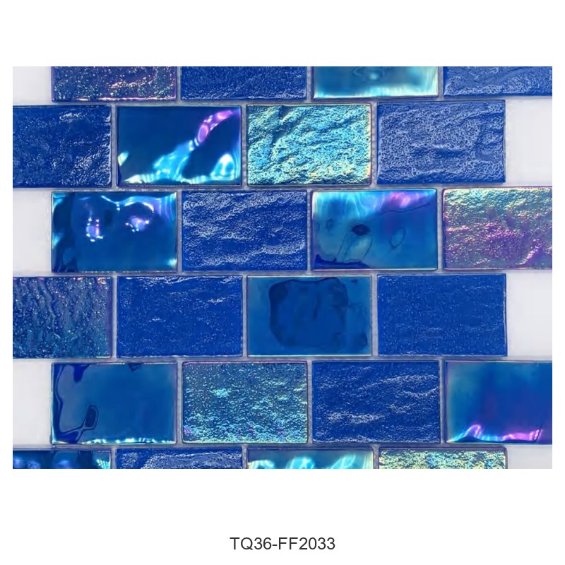 Ocean Blue Iridescent Textured Glass Mosaic Tiles TQ36-FF2033