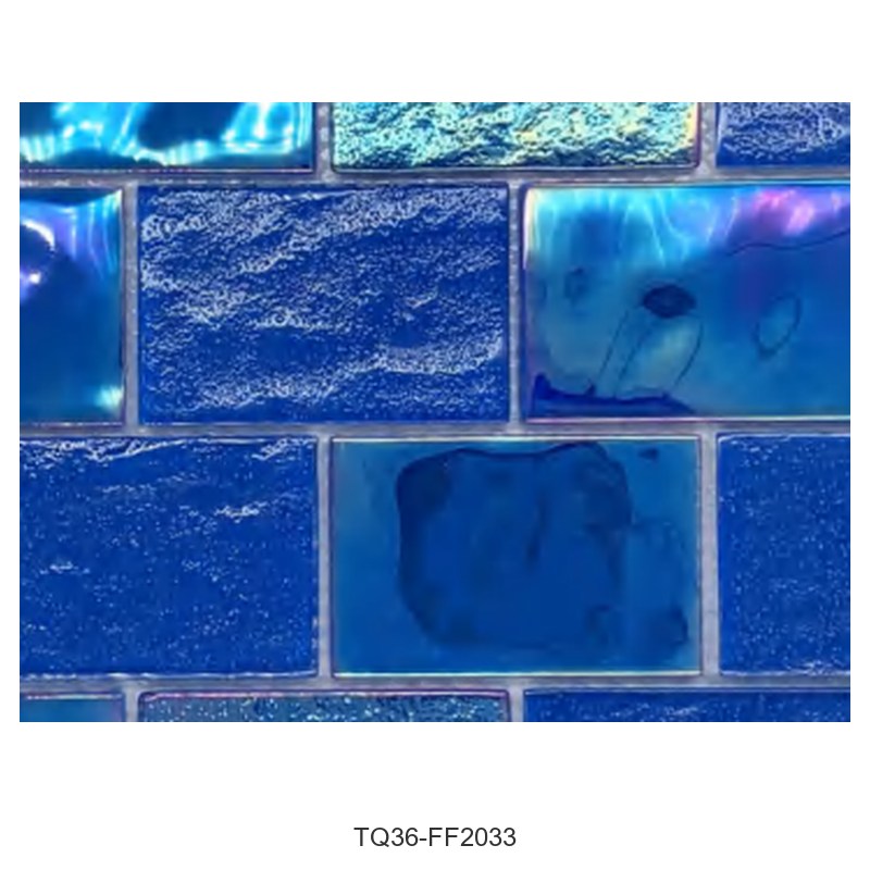 Ocean Blue Iridescent Textured Glass Mosaic Tiles TQ36-FF2033