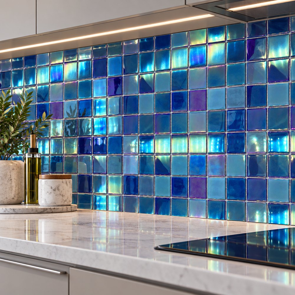 Blue Opal Iridescent Glass Mosaic Tiles TQ36-FF2034