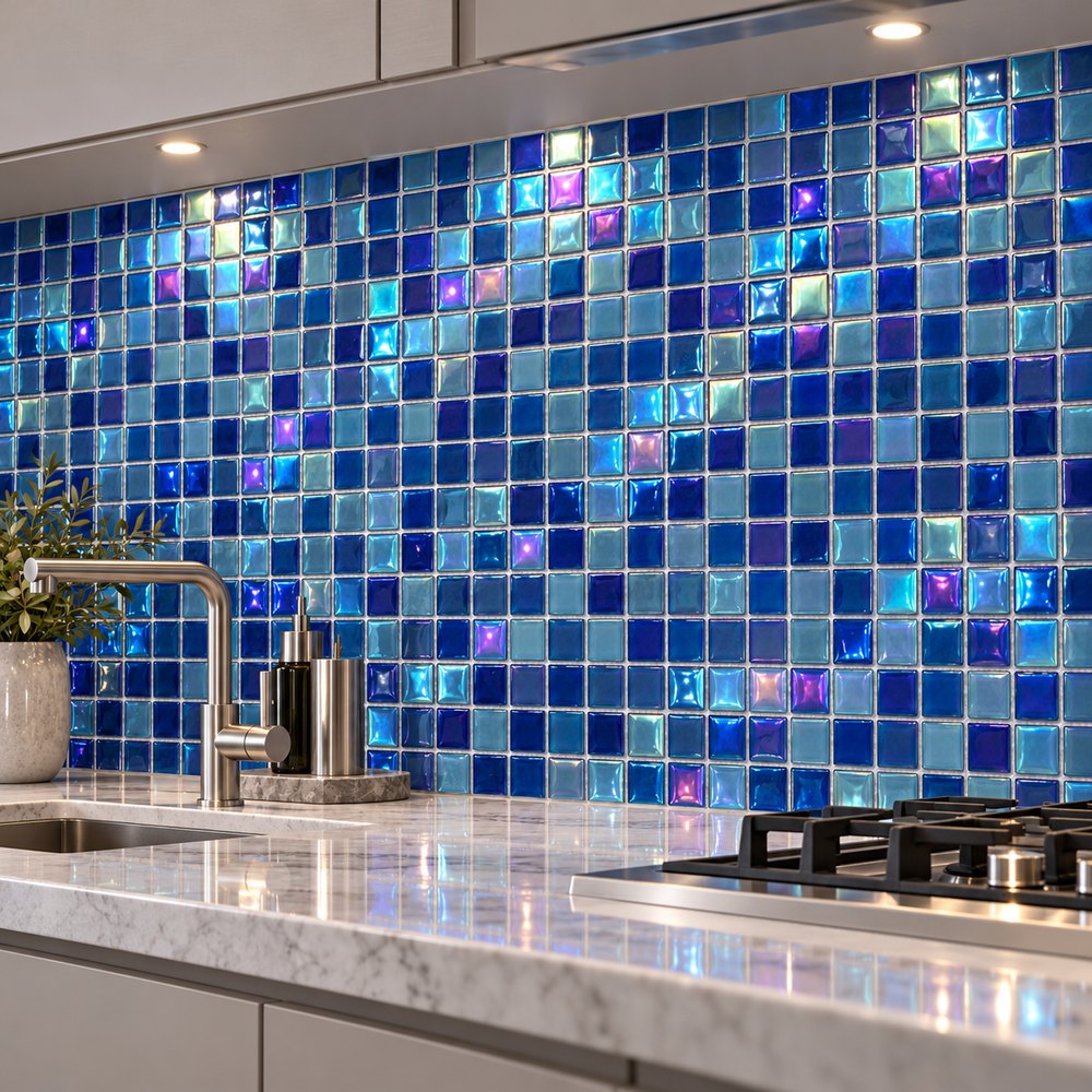Blue Opal Iridescent Glass Mosaic Tiles TQ36-FF2035