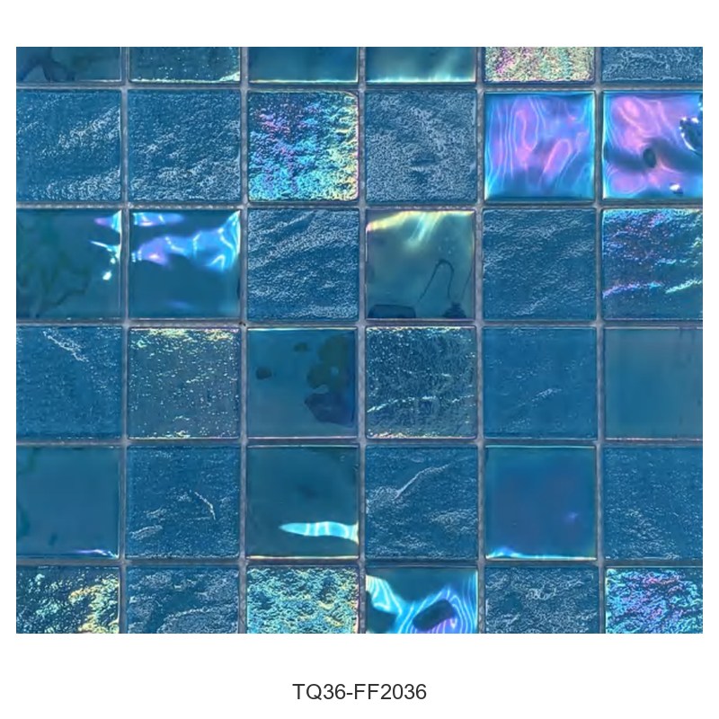 Ocean Blue Iridescent Textured Glass Mosaic Tiles TQ36-FF2036