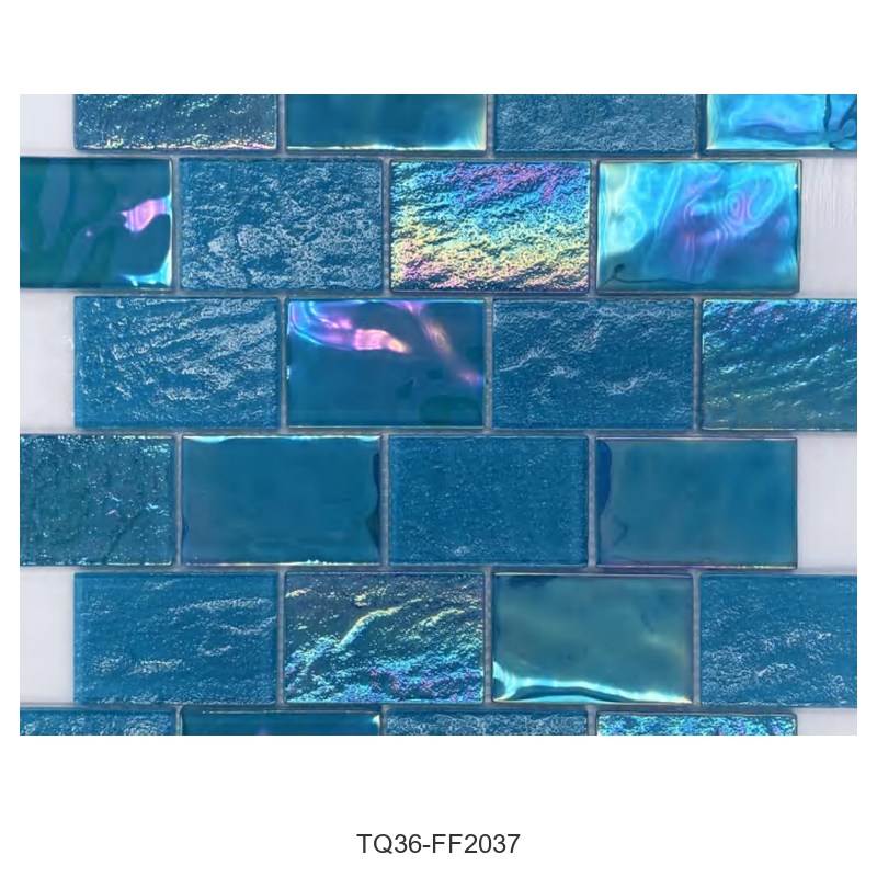 Ocean Blue Iridescent Textured Glass Mosaic Tiles TQ36-FF2037