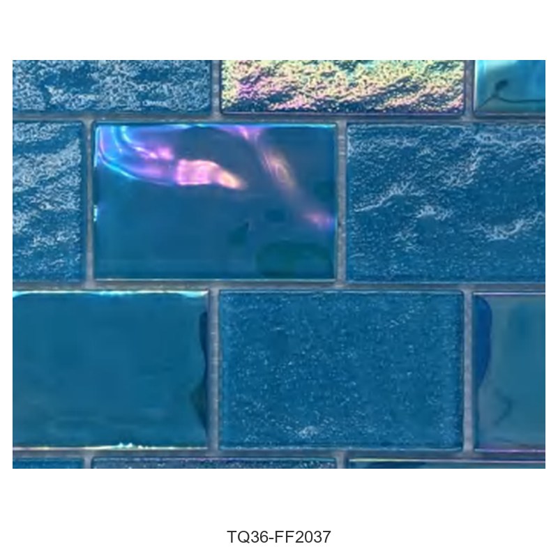 Ocean Blue Iridescent Textured Glass Mosaic Tiles TQ36-FF2037