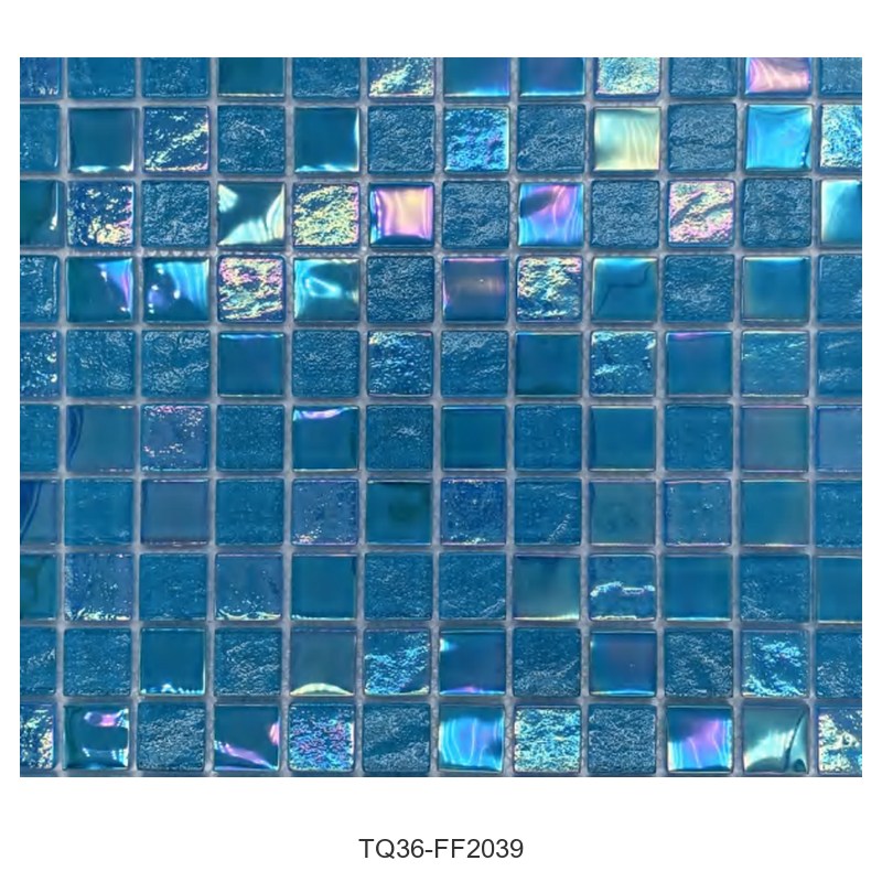 Ocean Blue Iridescent Textured Glass Mosaic Tiles TQ36-FF2039