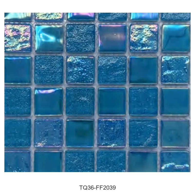 Ocean Blue Iridescent Textured Glass Mosaic Tiles TQ36-FF2039