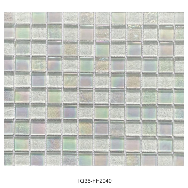 Pearl White Iridescent Textured Glass Mosaic Tiles TQ36-FF2040