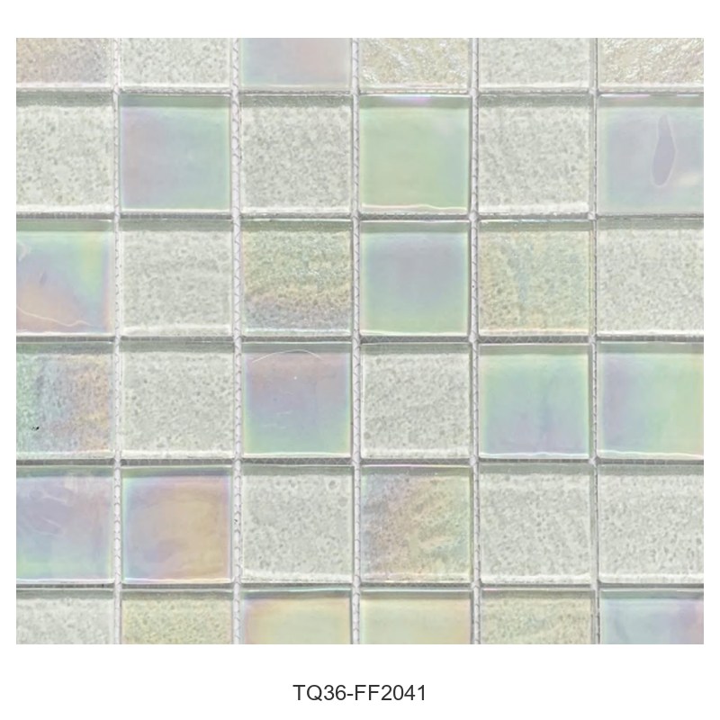 Pearl White Iridescent Textured Glass Mosaic Tiles TQ36-FF2041