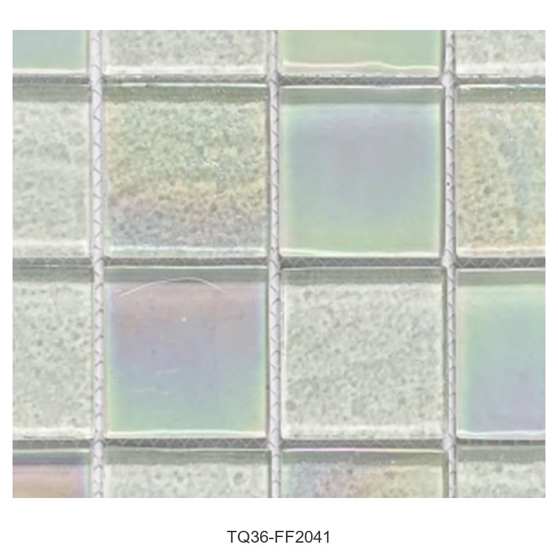 Pearl White Iridescent Textured Glass Mosaic Tiles TQ36-FF2041