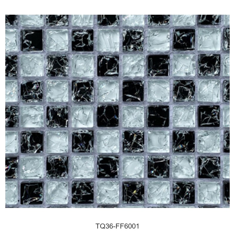 Black White Mix Textured Glass Mosaic Tiles TQ36-FF6001