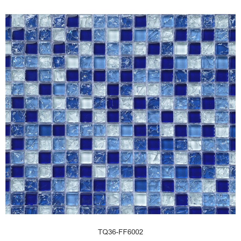 Blue White Mix Textured Glass Mosaic Tiles TQ36-FF6002