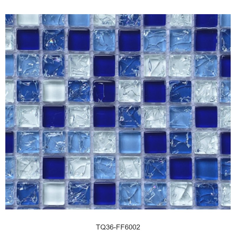 Blue White Mix Textured Glass Mosaic Tiles TQ36-FF6002