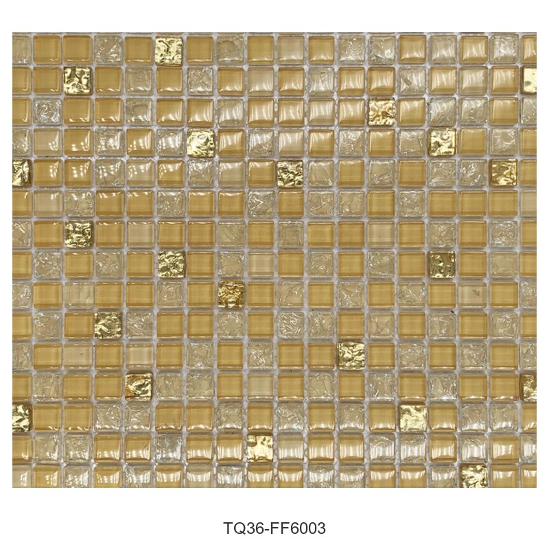 Amber Gold Textured Glass Mosaic Tiles TQ36-FF6003