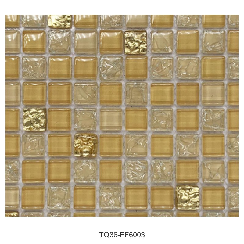 Amber Gold Textured Glass Mosaic Tiles TQ36-FF6003