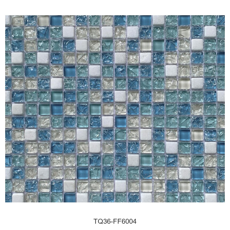 Aqua White Mix Textured Glass Mosaic Tiles TQ36-FF6004