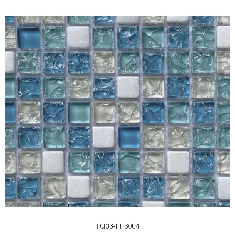 Aqua White Mix Textured Glass Mosaic Tiles TQ36-FF6004