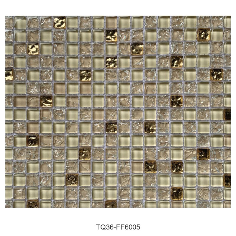 Champagne Gold Textured Glass Mosaic Tiles TQ36-FF6005
