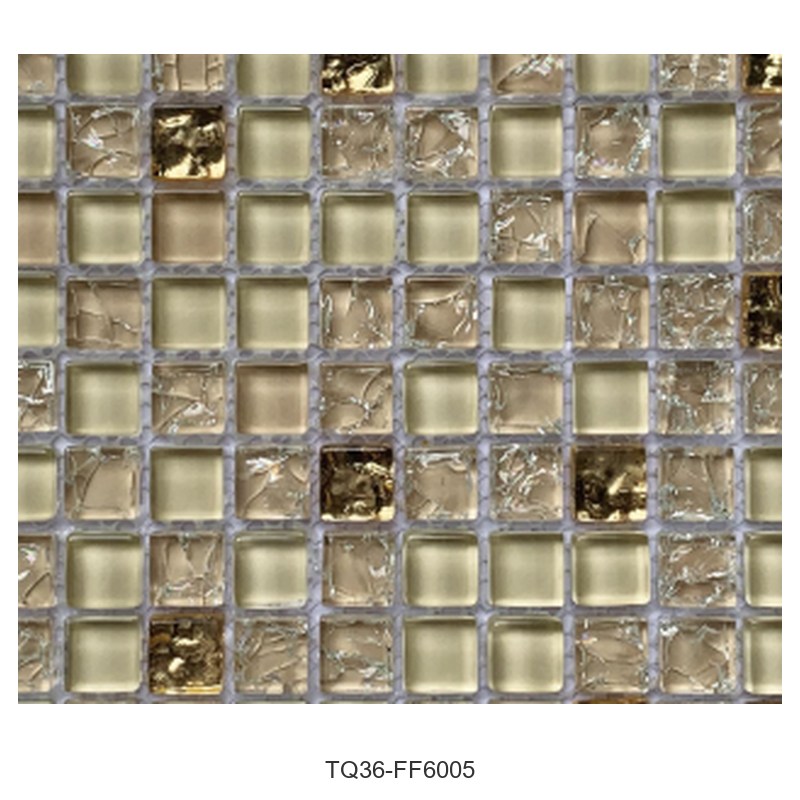 Champagne Gold Textured Glass Mosaic Tiles TQ36-FF6005