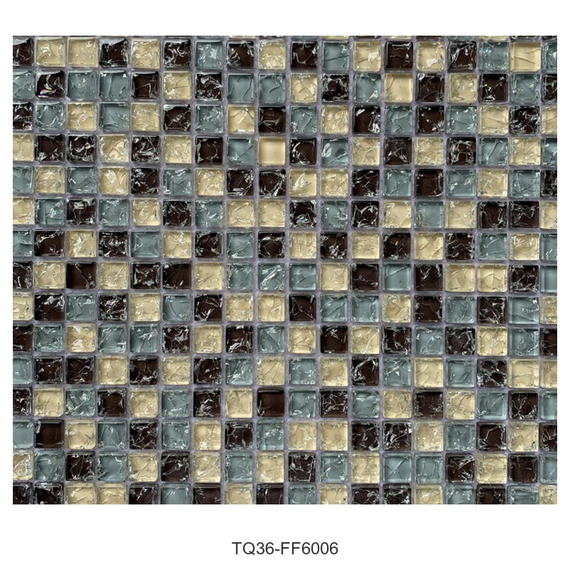 Brown Black Gold Mix Textured Glass Mosaic Tiles TQ36-FF6006