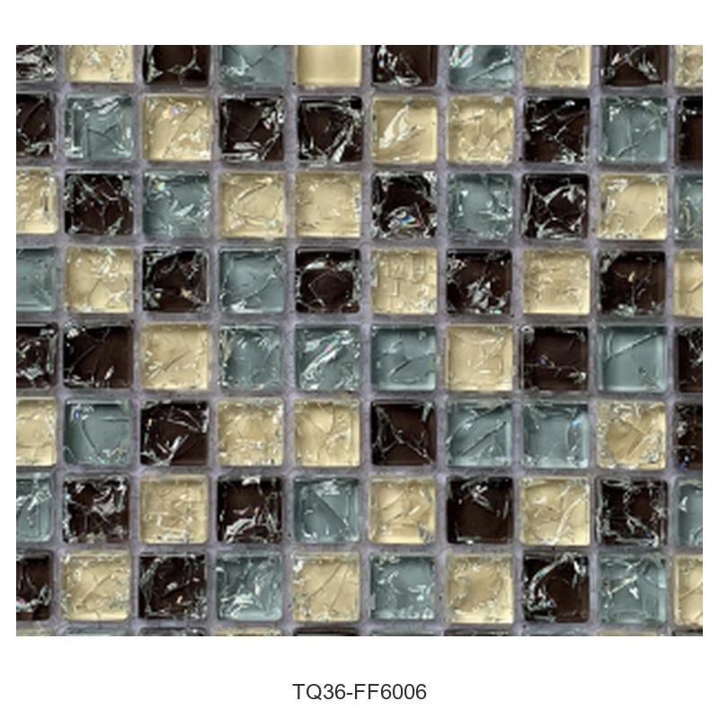 Brown Black Gold Mix Textured Glass Mosaic Tiles TQ36-FF6006
