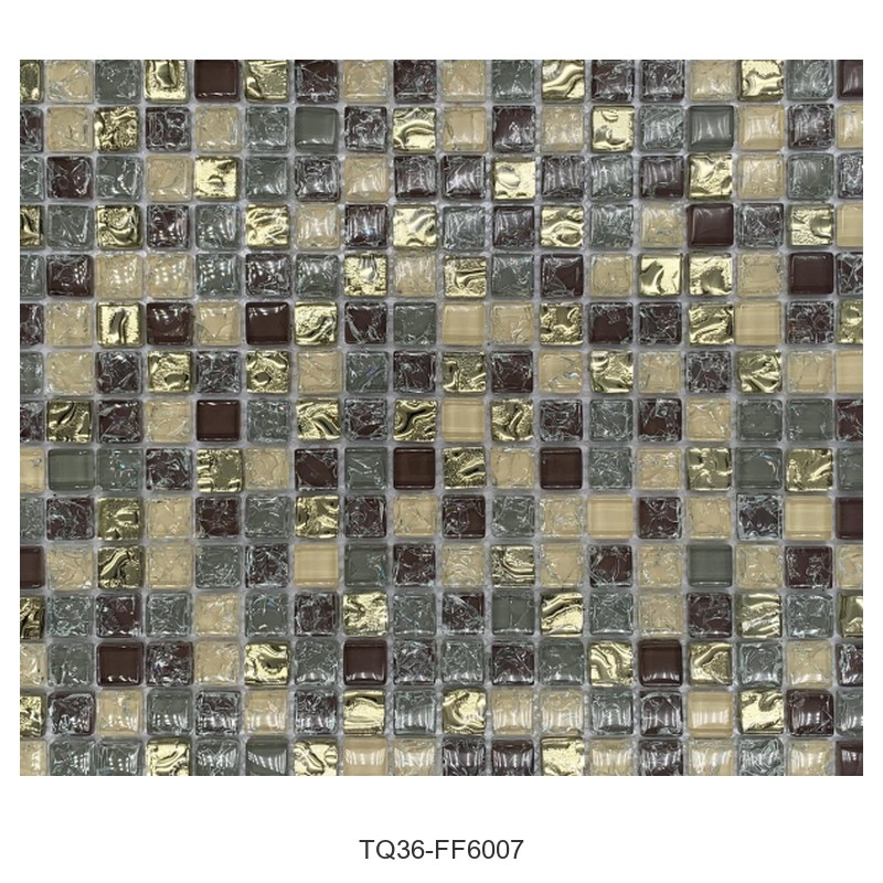 Smoky Gold Mix Textured Glass Mosaic Tiles TQ36-FF6007