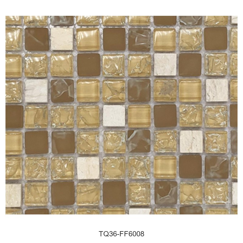 Beige Gold Mix Textured Glass Mosaic Tiles TQ36-FF6008