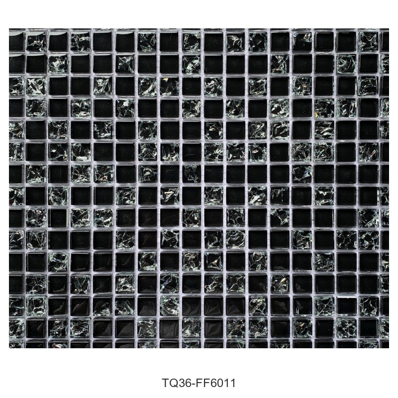 Black Textured Glass Mosaic Tiles TQ36-FF6011