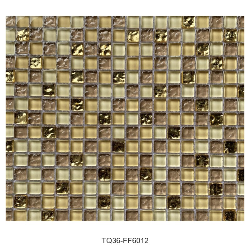 Gold Brown Mix Textured Glass Mosaic Tiles TQ36-FF6012
