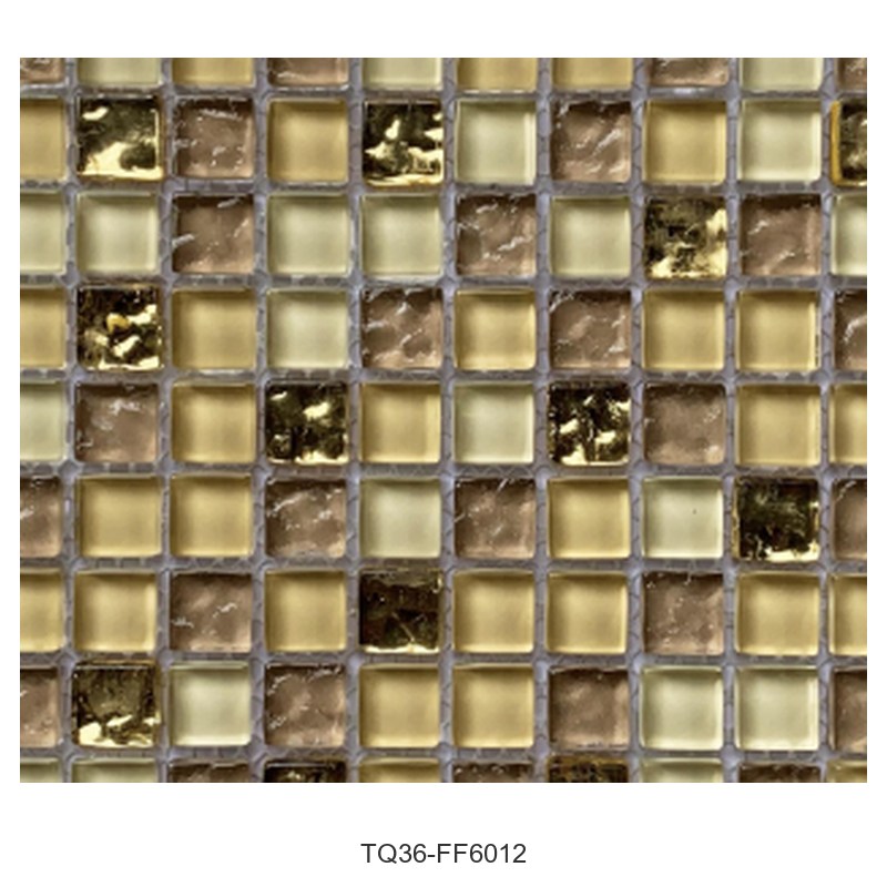 Gold Brown Mix Textured Glass Mosaic Tiles TQ36-FF6012