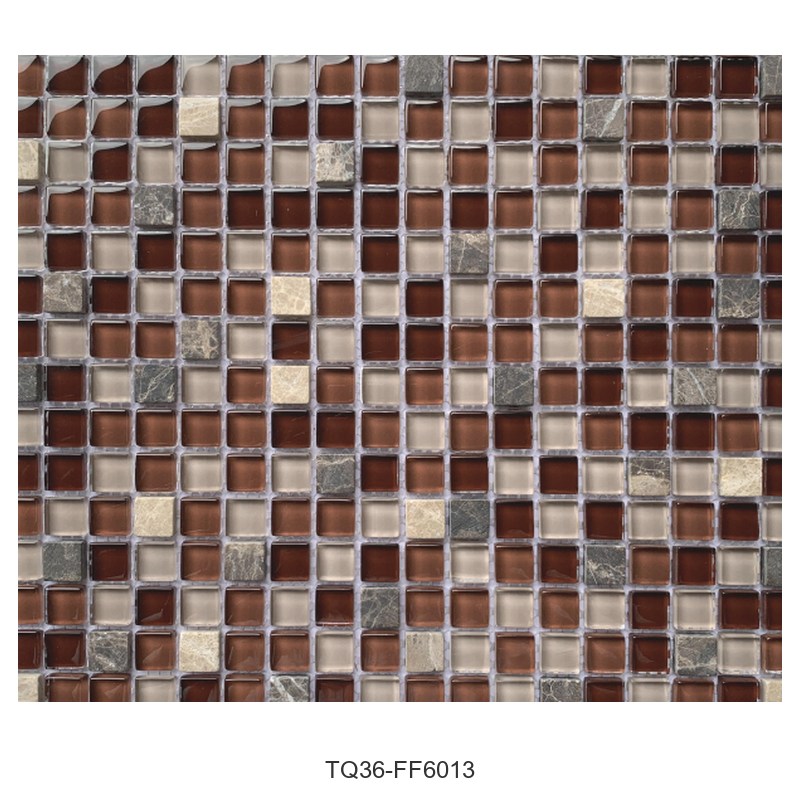Brown Beige Mix Textured Glass Mosaic Tiles TQ36-FF6013