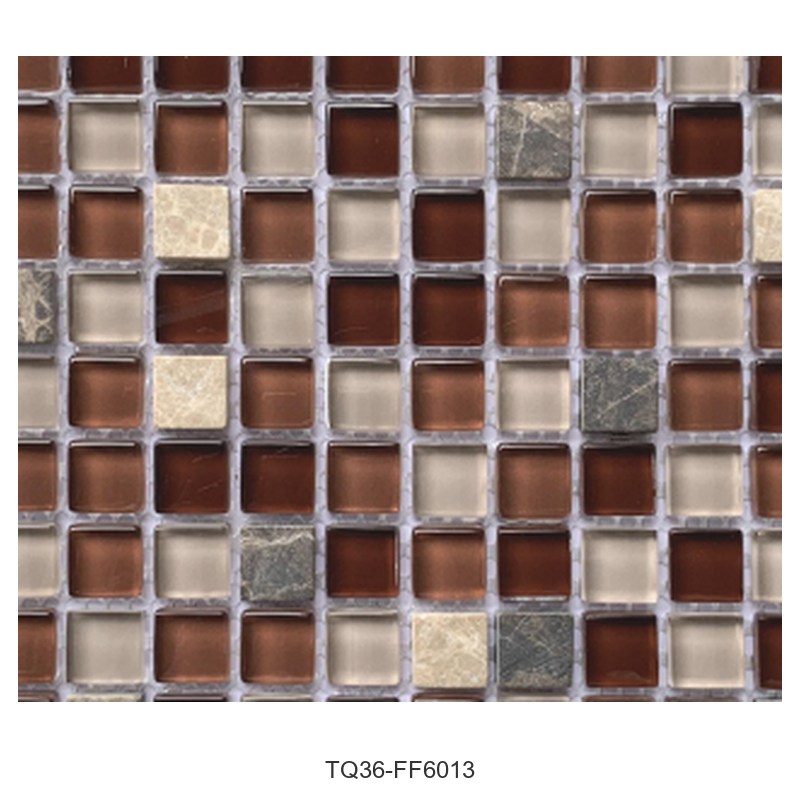 Brown Beige Mix Textured Glass Mosaic Tiles TQ36-FF6013