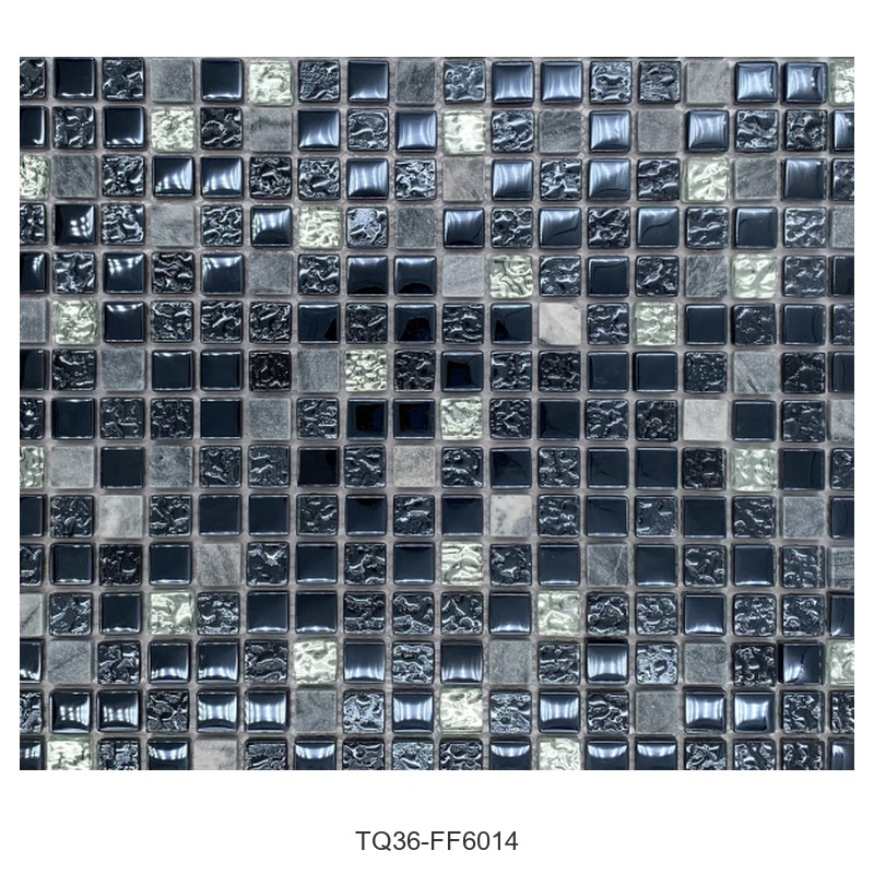 Charcoal Silver Mix Textured Glass Mosaic Tiles TQ36-FF6014