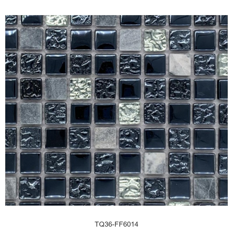 Charcoal Silver Mix Textured Glass Mosaic Tiles TQ36-FF6014