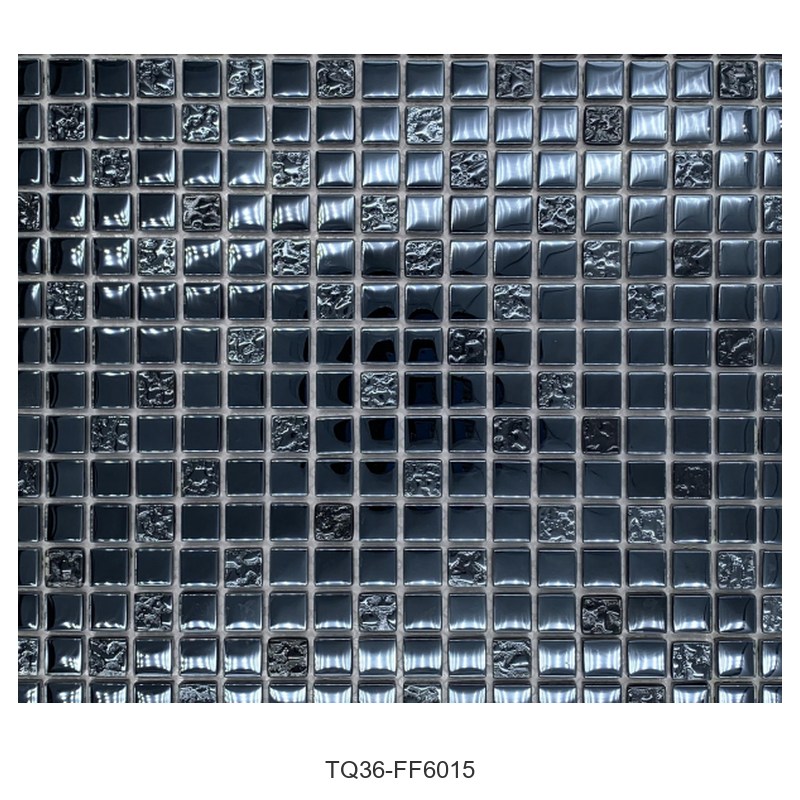 Charcoal Grey Textured Glass Mosaic Tiles TQ36-FF6015