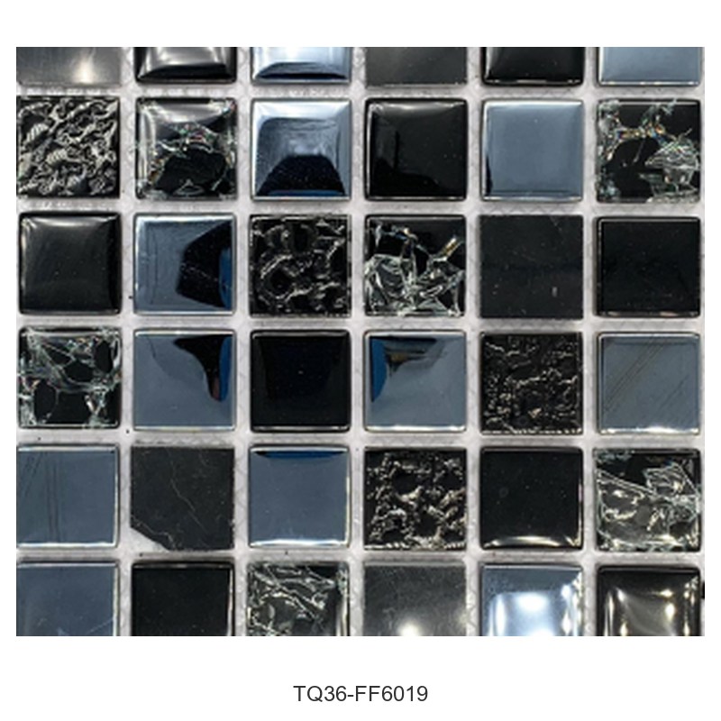 Charcoal Mix Textured Glass Mosaic Tiles TQ36-FF6019